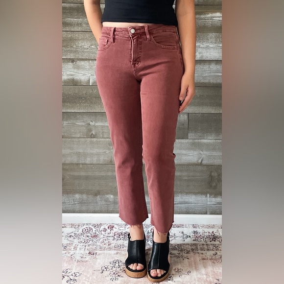 lovervet denim tummy control wine straight leg crop jeans raw hem LV1200WI 26 - Picture 3 of 16